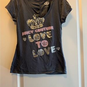 Juicy Couture Charcoal Tee with Crown Graphic